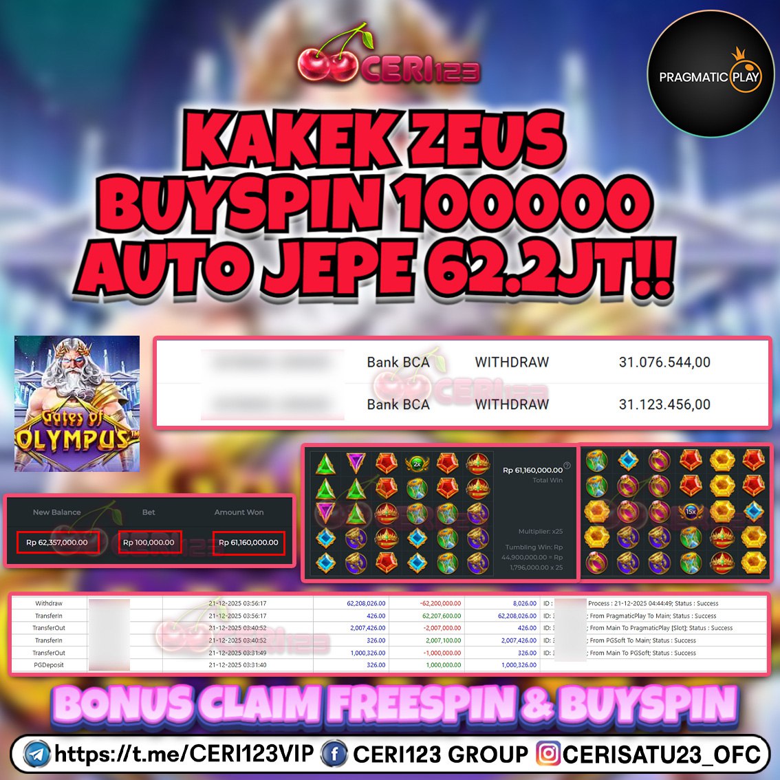 CERI123 JACKPOT SLOT GATES OF OLYMPUS RP 62.200.000 ID : MOK***